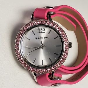 Origami Owl  Pink Twist Face Watch with 2 faces